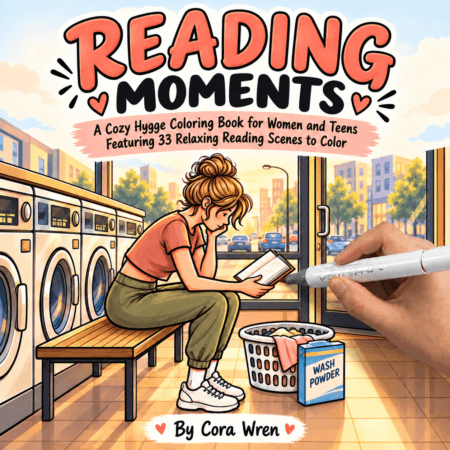 Reading Moments: A Cozy Hygge Coloring Book for Bookish Women and Teens Featuring 33 Relaxing Reading Scenes to color